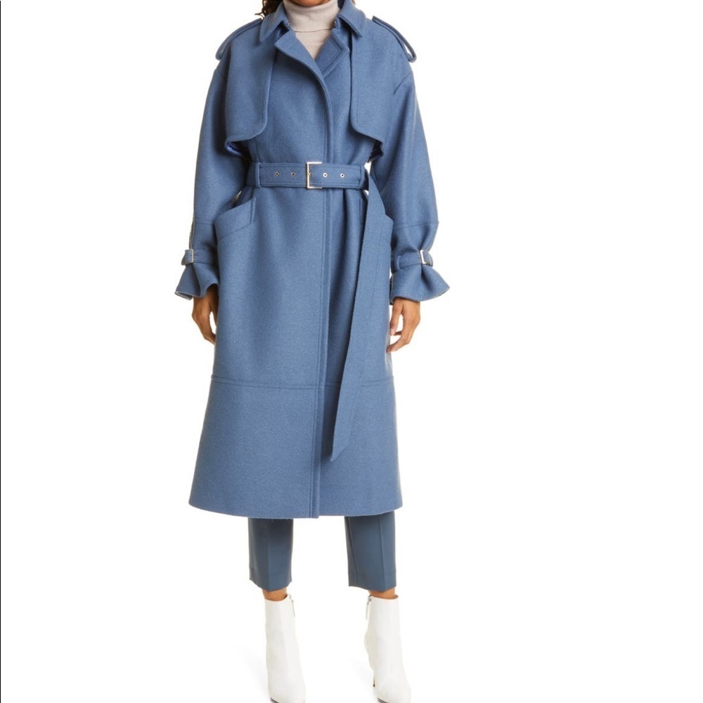 Ted Baker London Liiliey Boiled Wool Trench Coat TB Sz 6/XXL, NEW - Picture 1 of 17